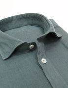 Camisa lino lisa lavada Petroleo