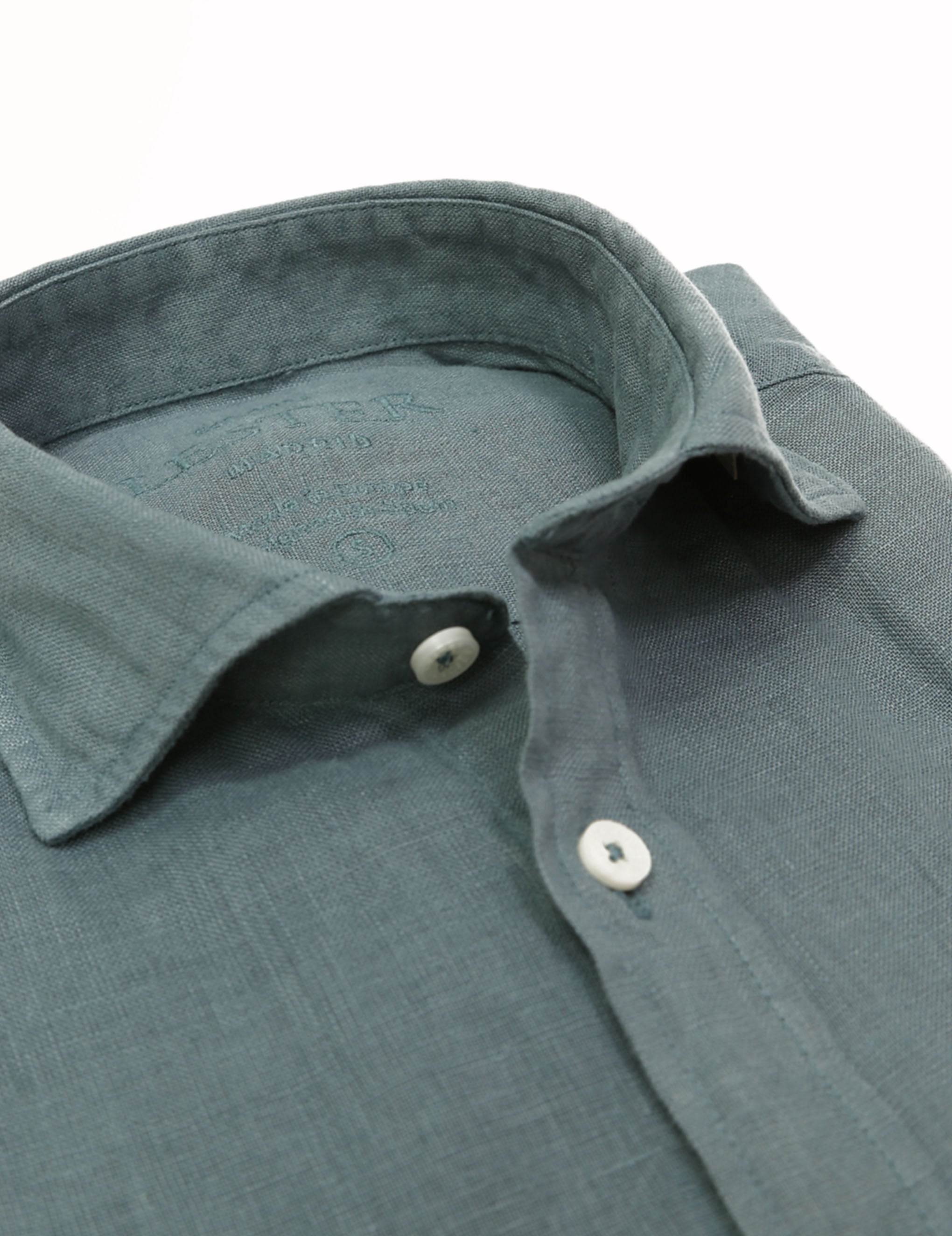 Camisa lino lisa lavada Petroleo