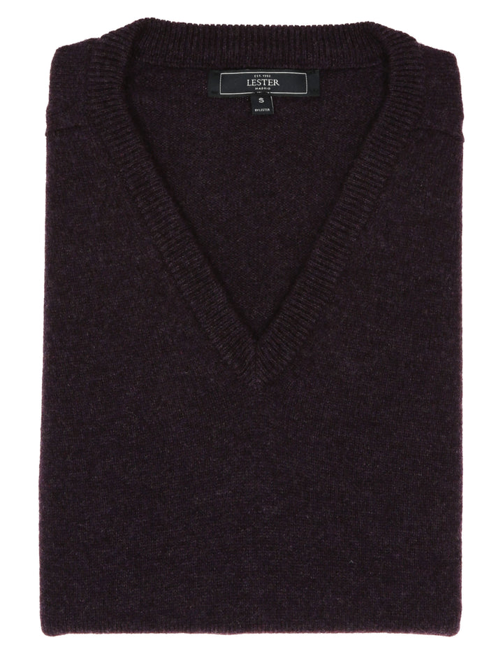 Jersey lana pico Berenjena