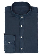 Camisa mao lino lisa lavada Azul oscuro