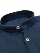Camisa mao lino lisa lavada Azul oscuro