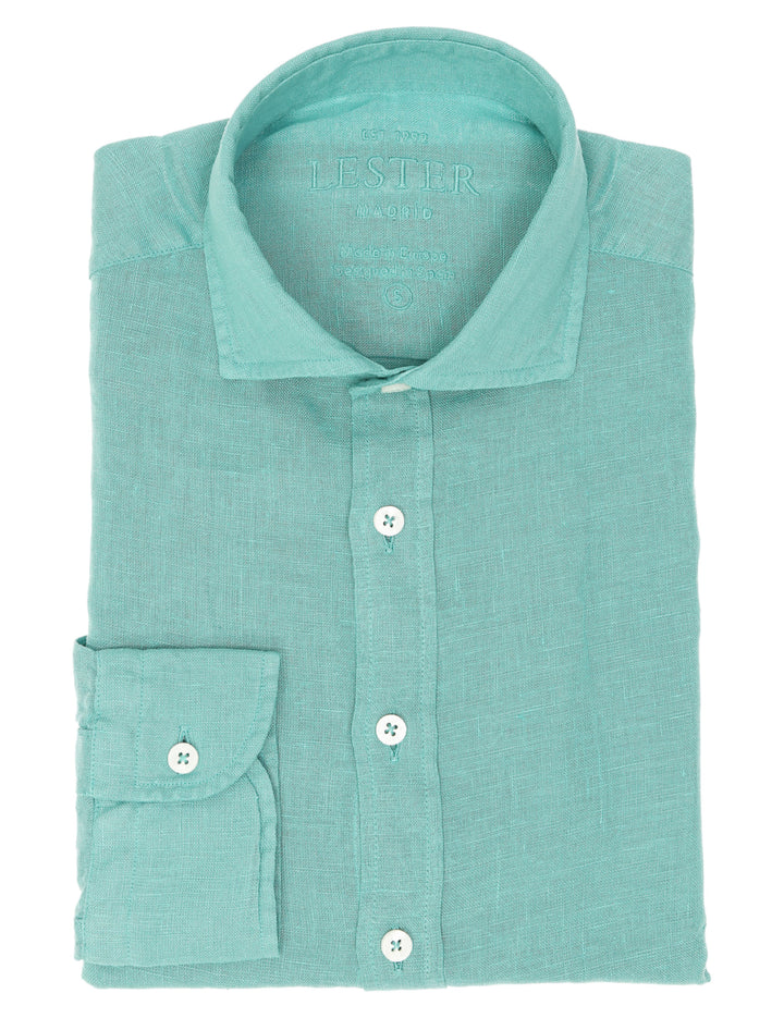 Camisa lino lisa lavada Verde claro