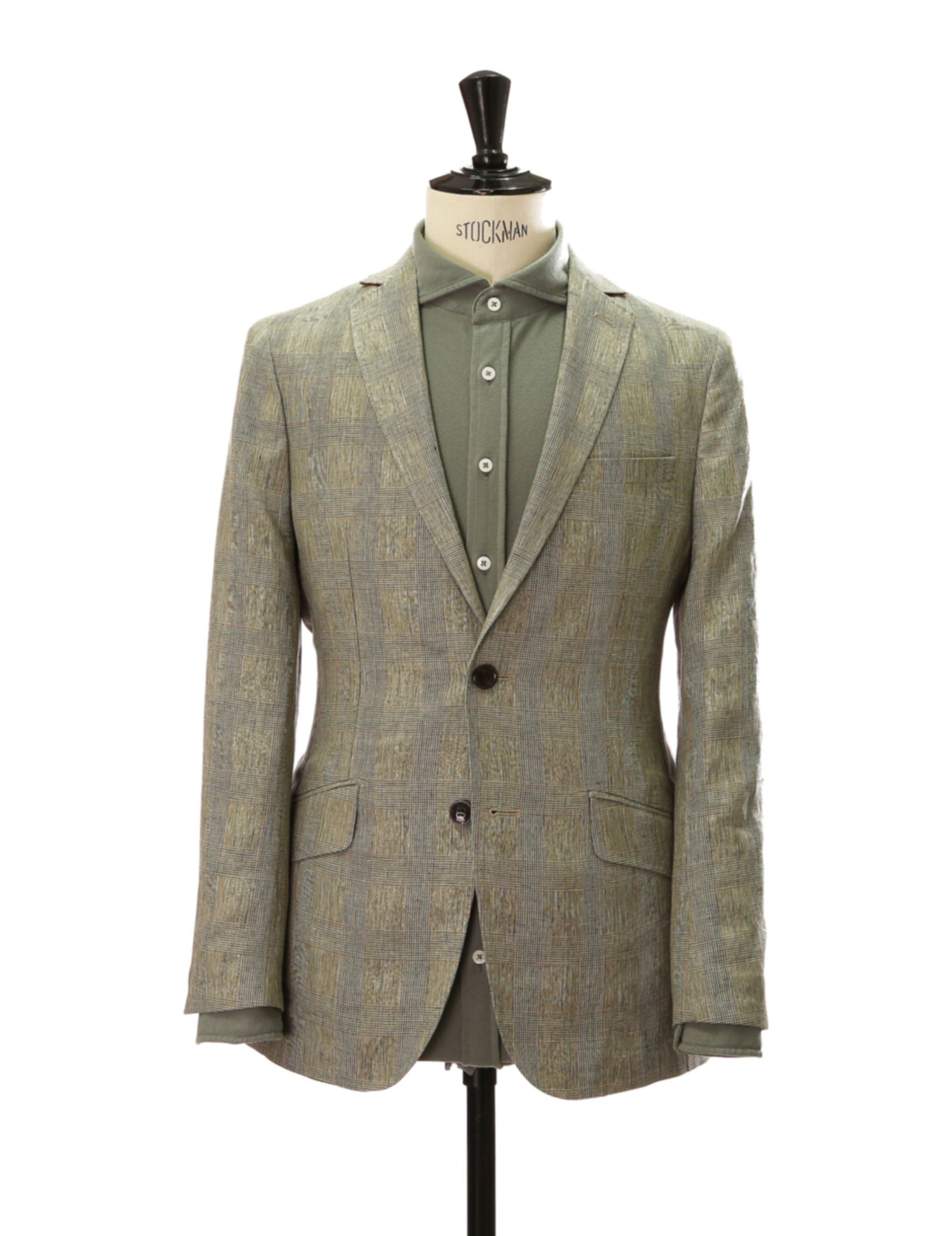 Chaqueta cuadros lino Verde