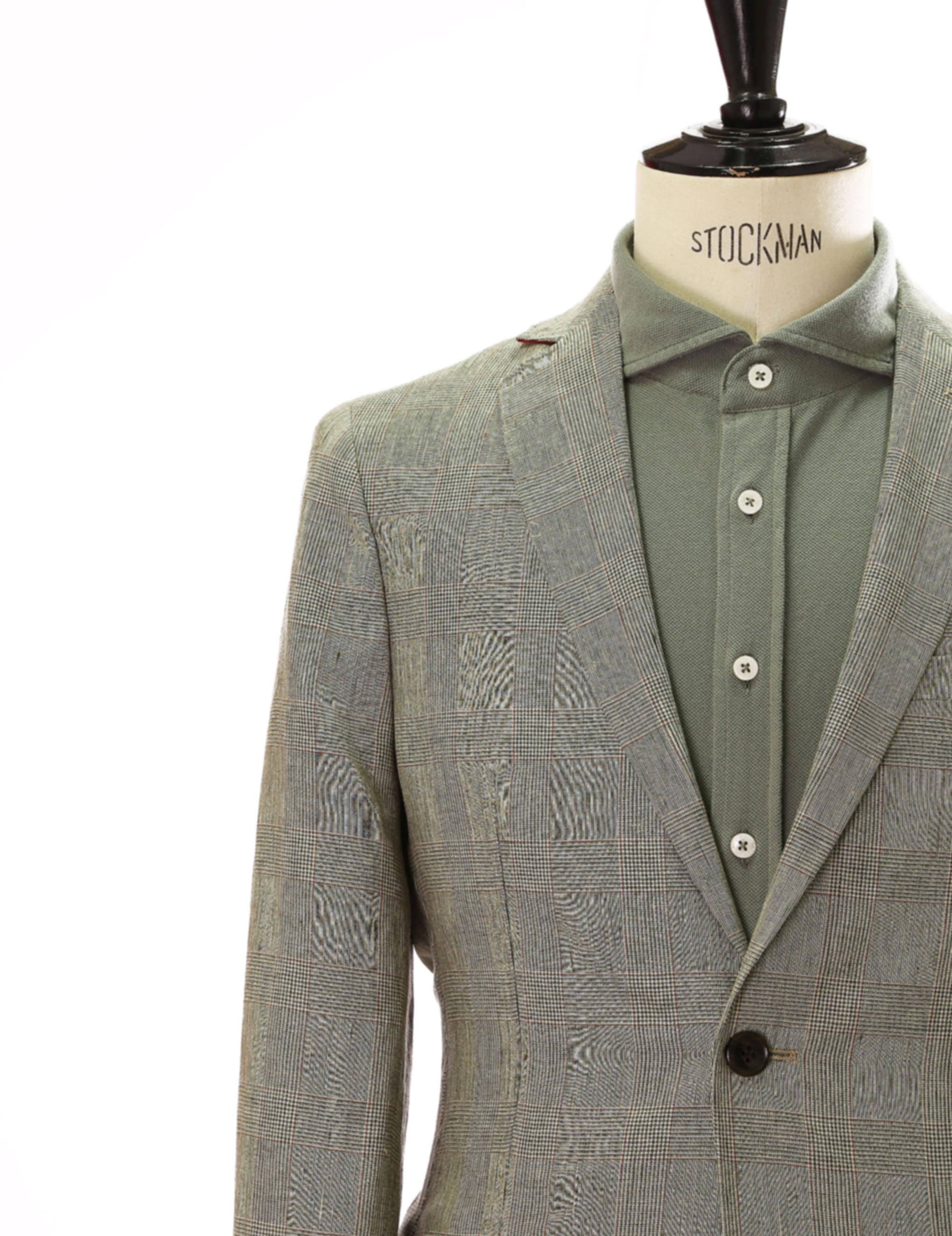 Chaqueta cuadros lino Verde