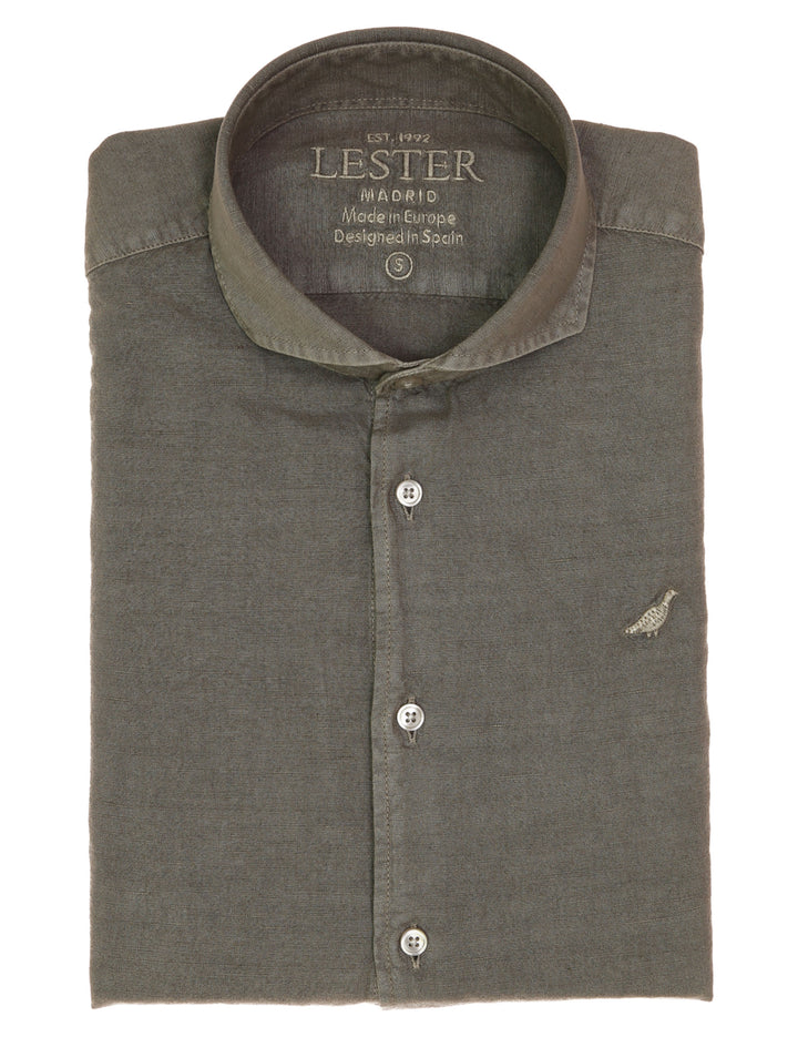 Camisa lino algodón lavada Gris
