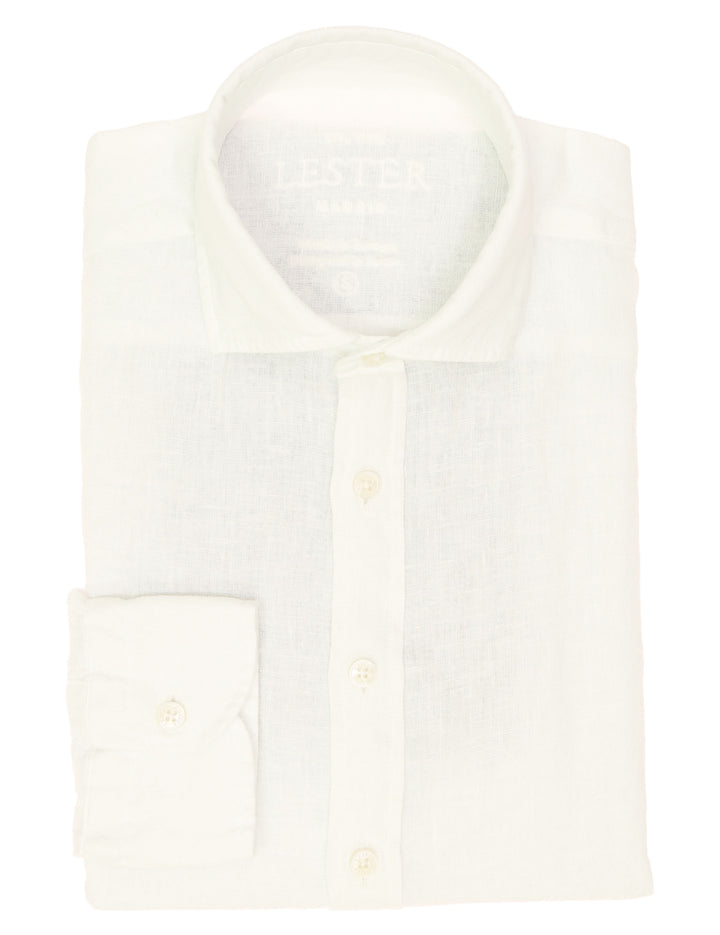 Camisa lino lisa lavada Blanco