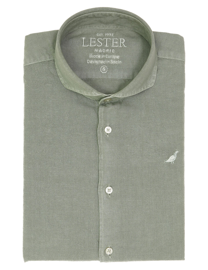 Camisa lino algodón lavada Verde claro