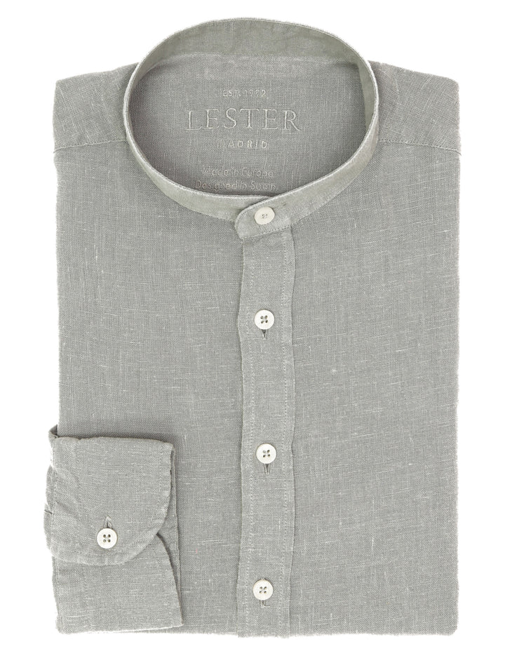 Camisa mao lino lisa lavada Gris