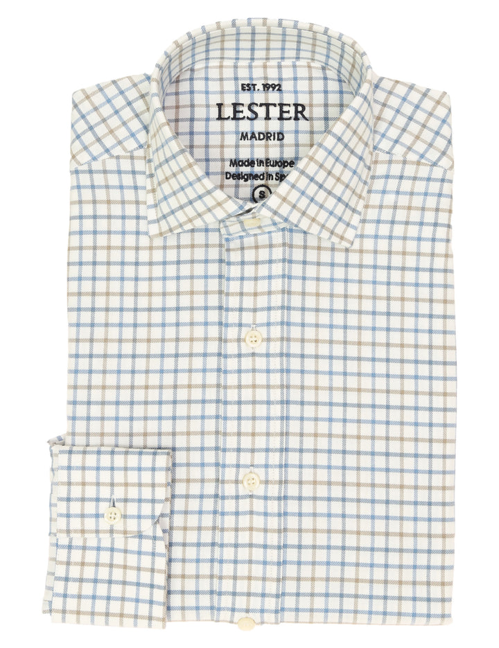 Camisa sport viela cuadro medio Azul/beige