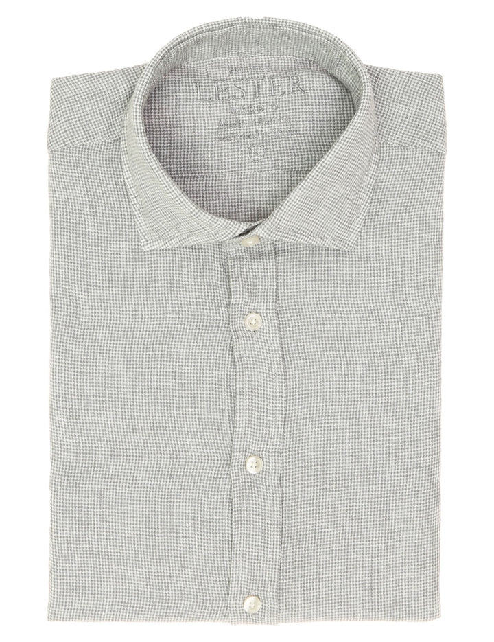 Camisa sport lino vichy Gris
