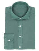 Camisa lino lisa lavada Verde medio