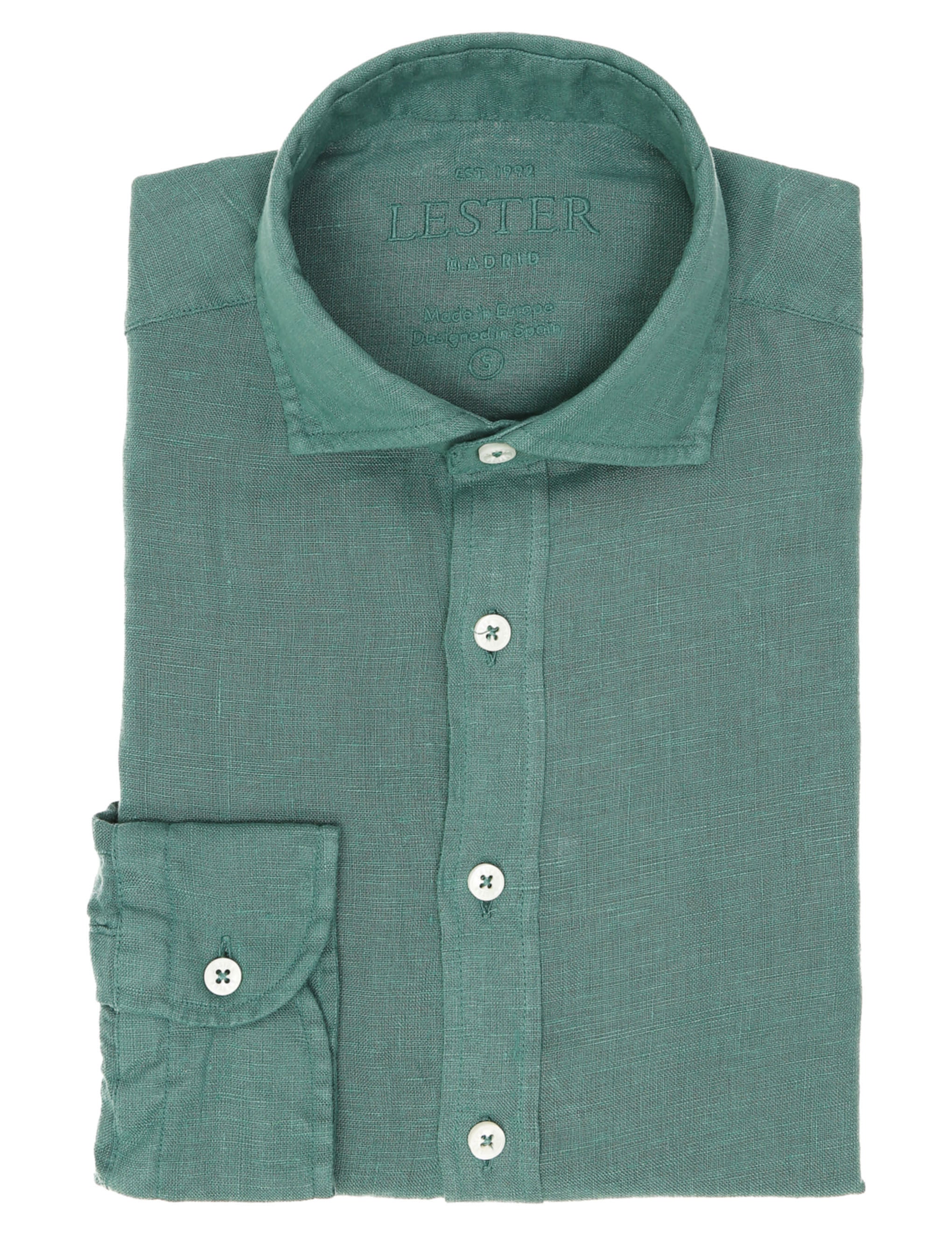 Camisa lino lisa lavada Verde medio