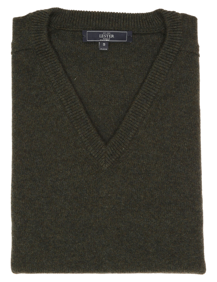 Jersey lana pico Verde oscuro