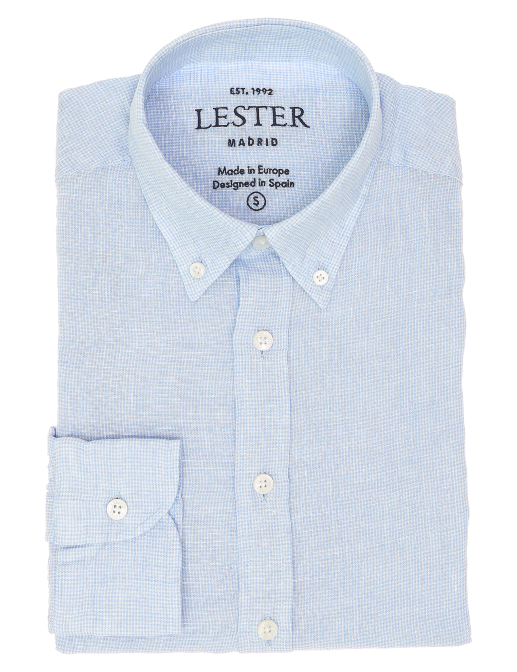 Camisa sport lino vichy Azul
