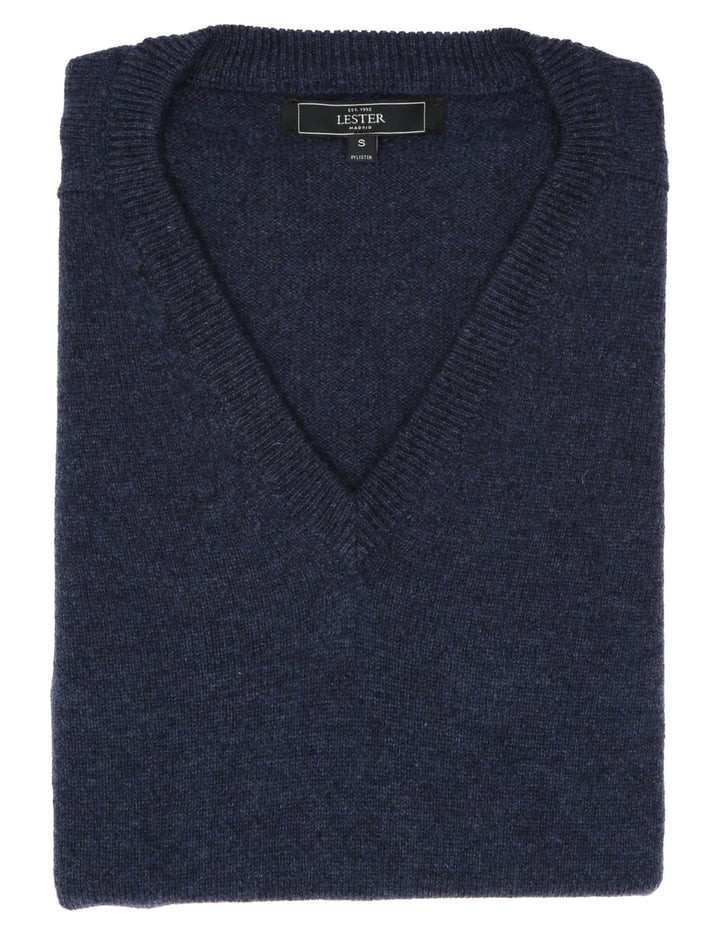 Jersey lana pico Azul oscuro