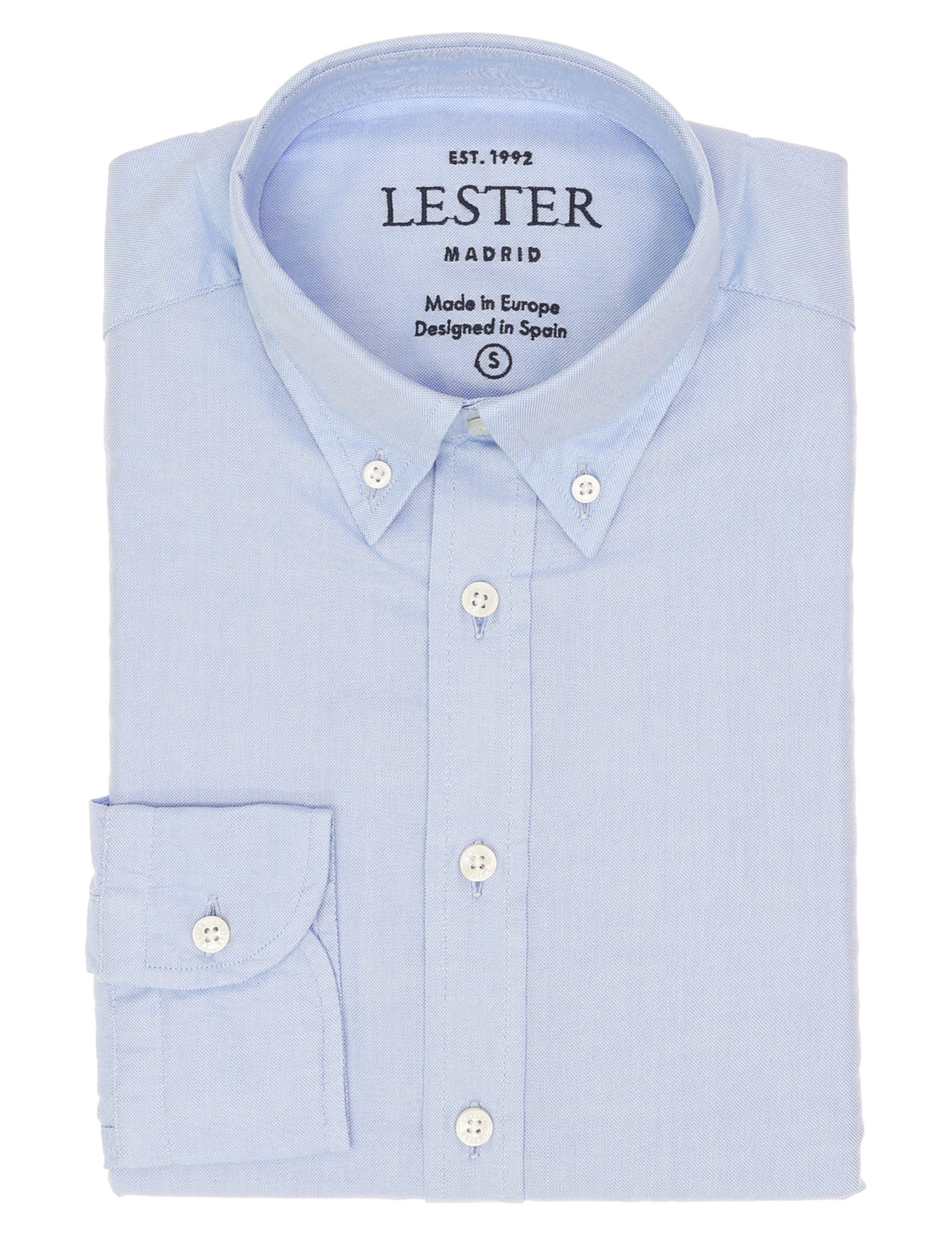 Camisa oxford lisa lavada Azul medio