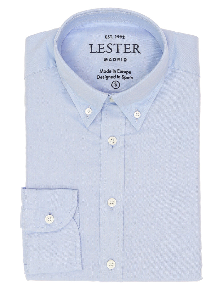 Camisa oxford lisa lavada Azul medio