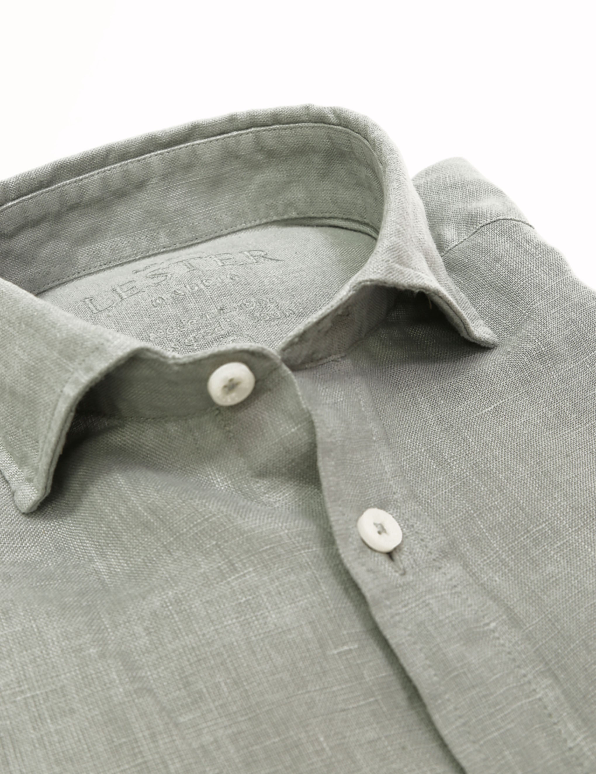 Camisa lino lisa lavada Gris