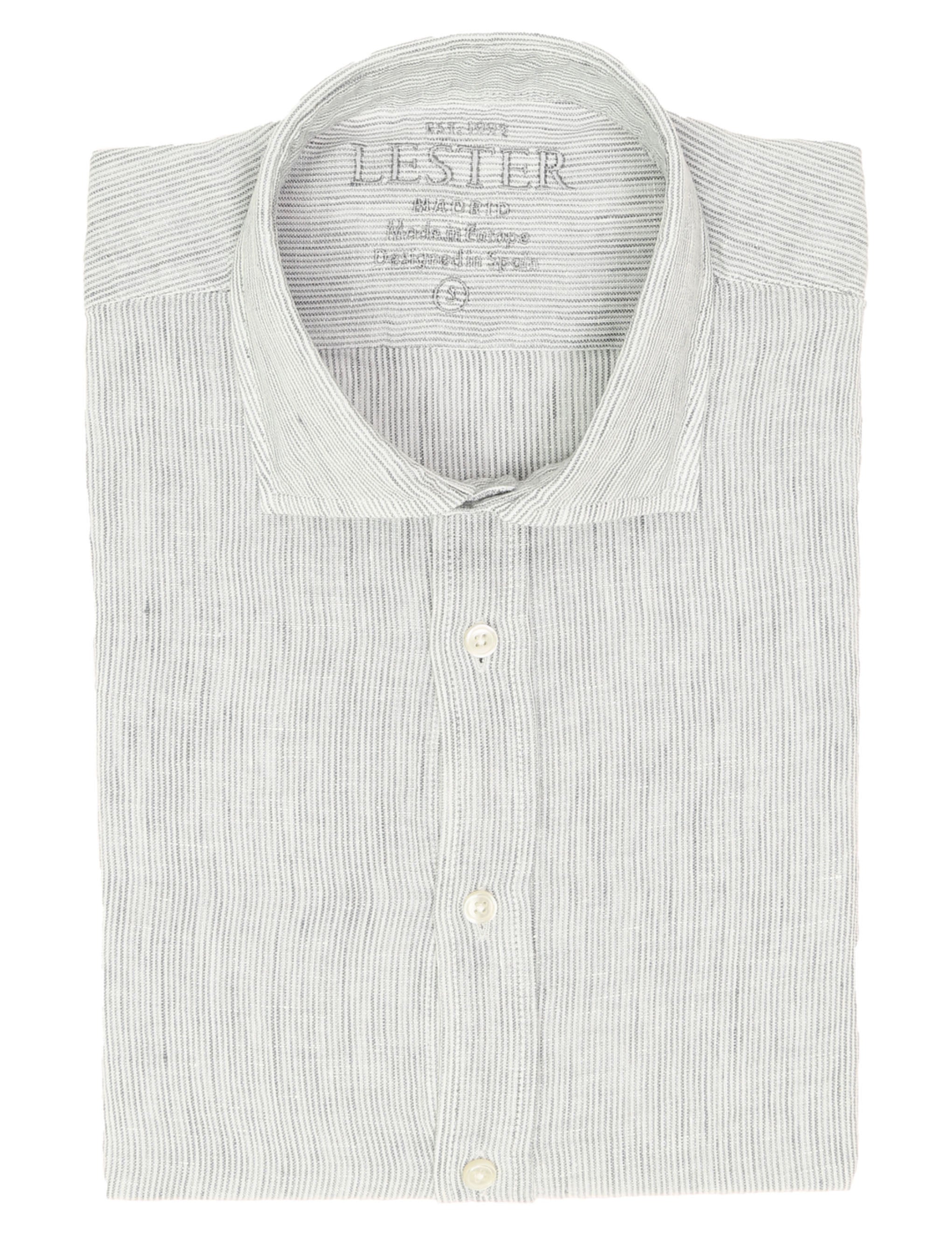 Camisa sport lino mil rayas Gris