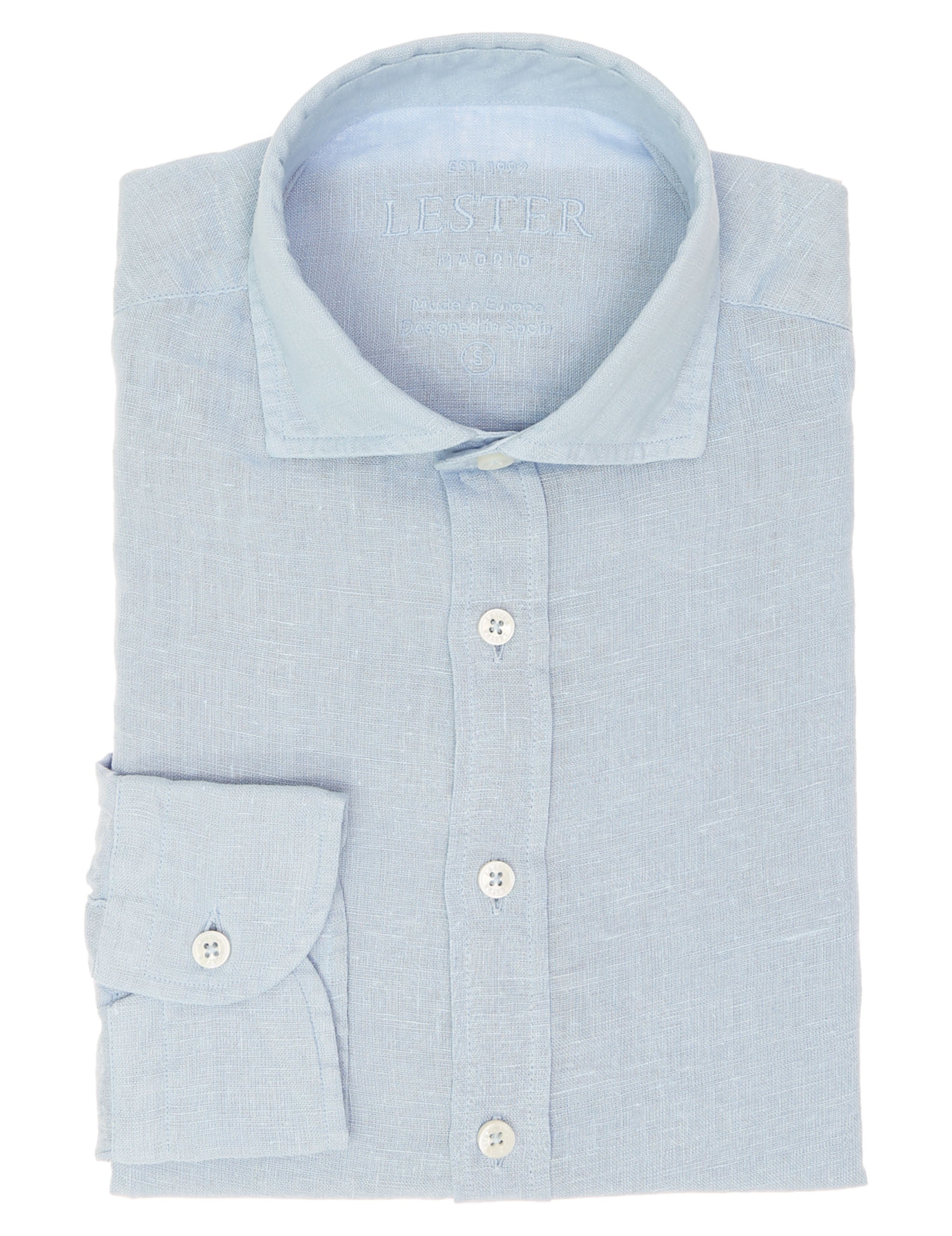 Camisa lino lisa lavada Azul claro