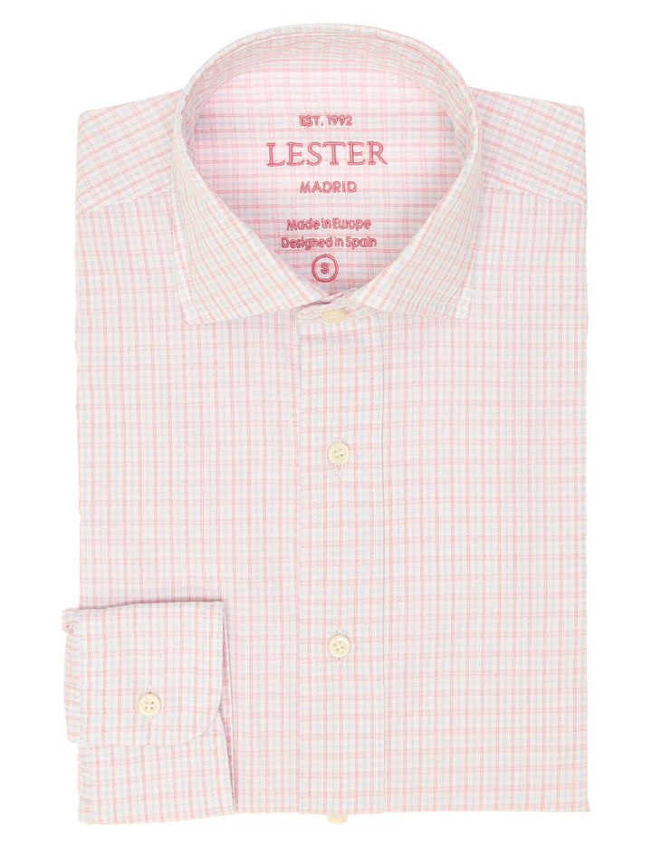 Camisa sport cuadro Azul/rosa