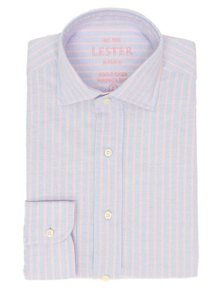 Camisa sport oxford raya Azul/rosa