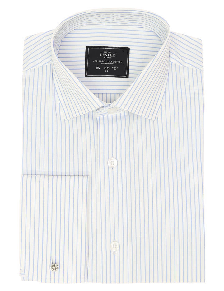 Camisa vestir raya blanca Azul