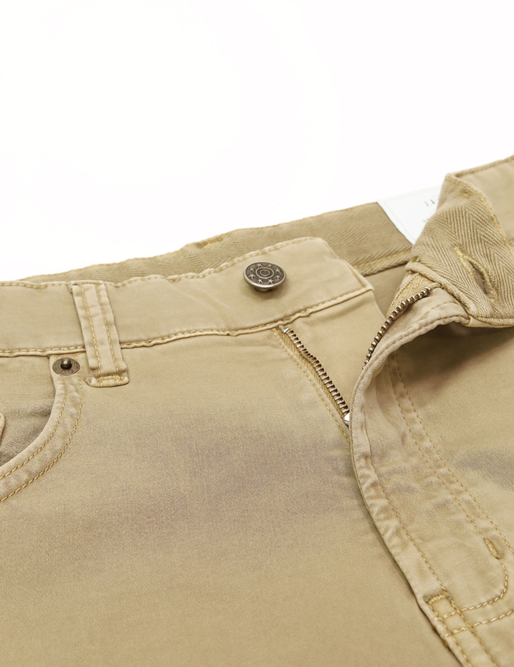 Pantalón 5 bolsillos satén Beige
