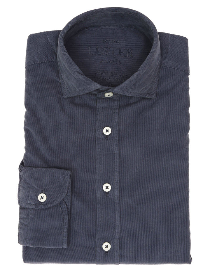 Camisa micropana tintada Azul medio