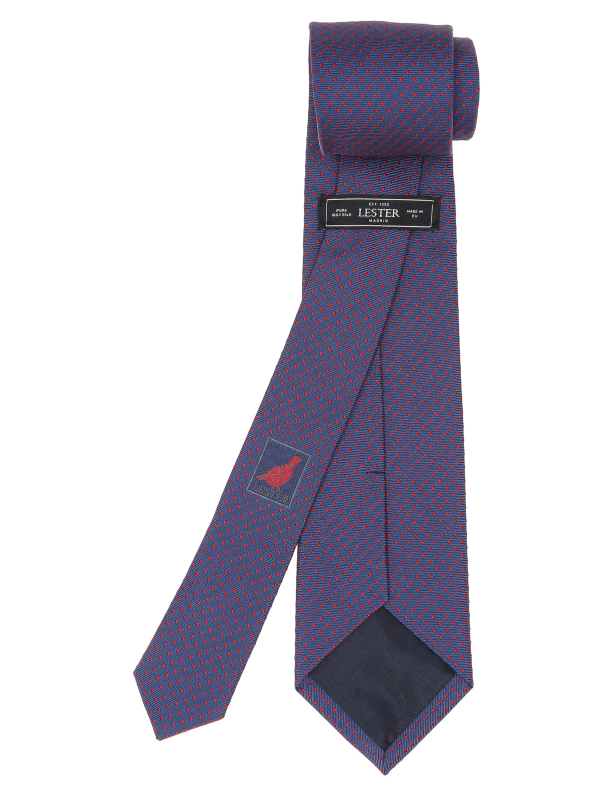 Corbata pois Azul/rojo