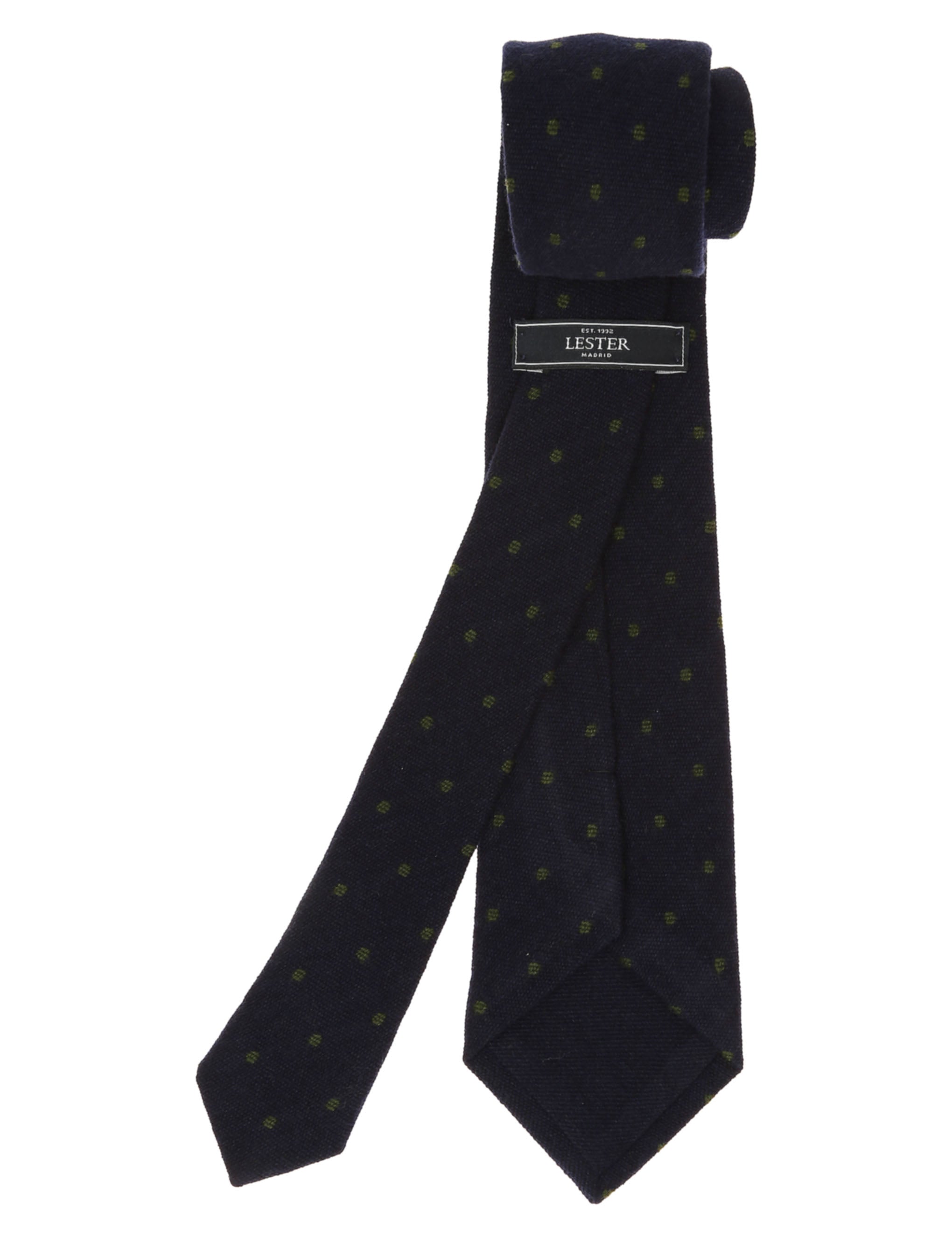 Corbata cashmere pois Azul/verde
