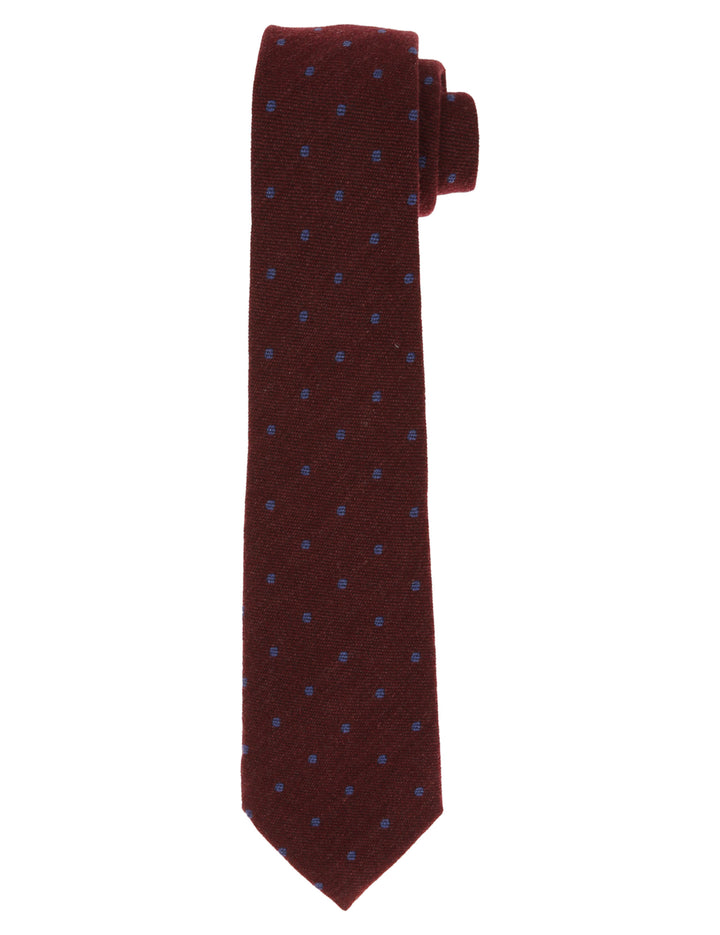 Corbata cashmere pois Burdeos/azul