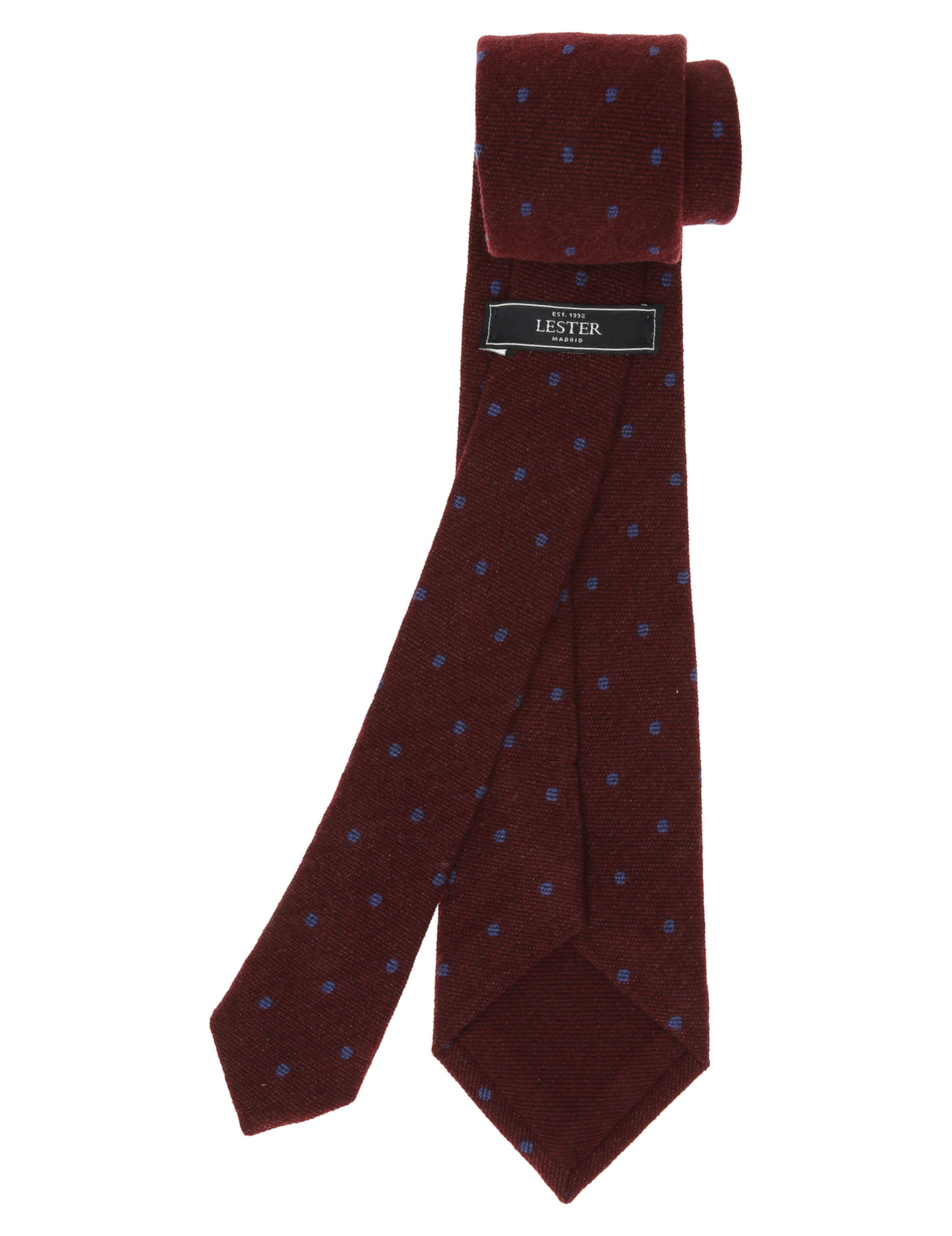 Corbata cashmere pois Burdeos/azul