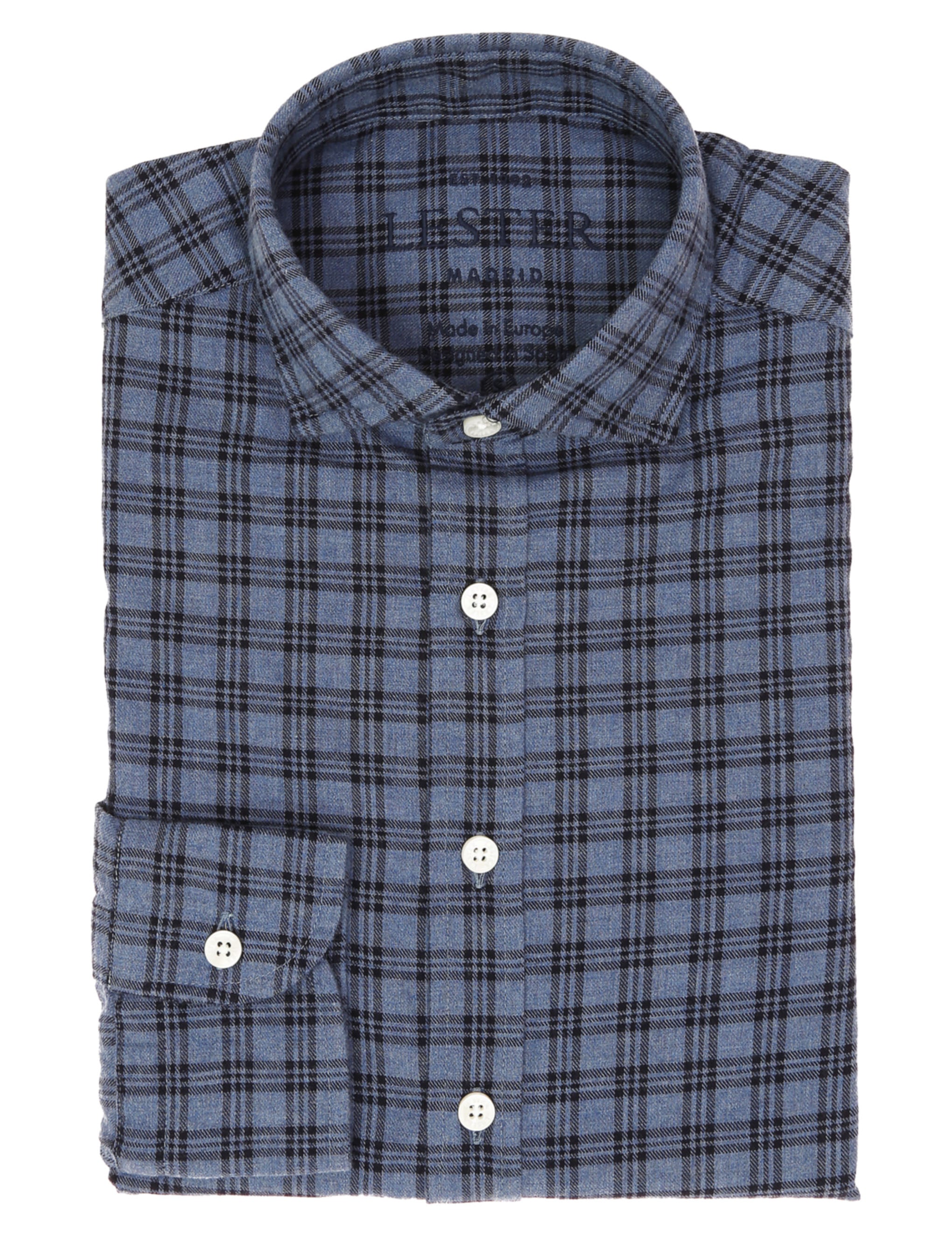 Camisa sport cuadro medio Azul