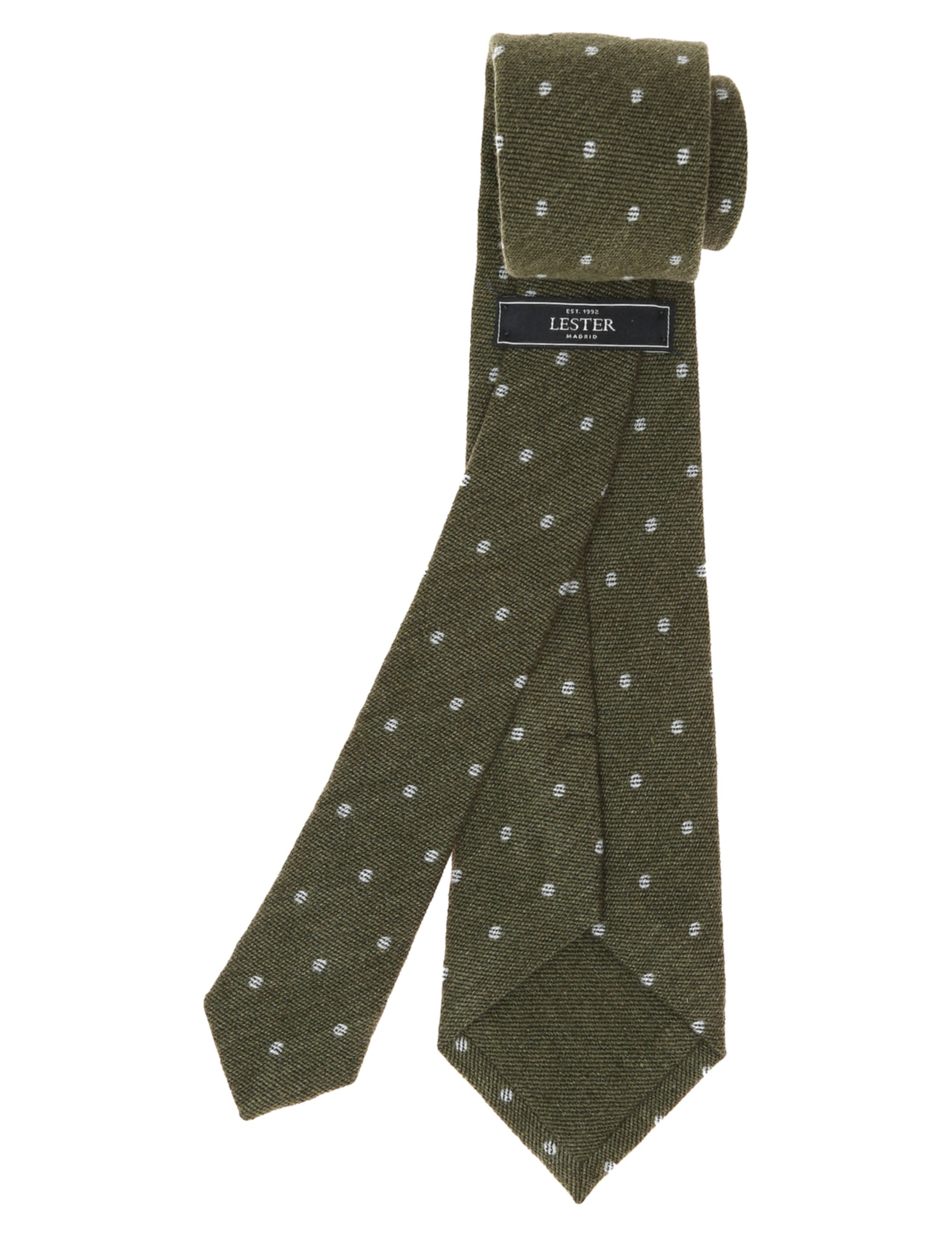 Corbata cashmere pois Verde/azul
