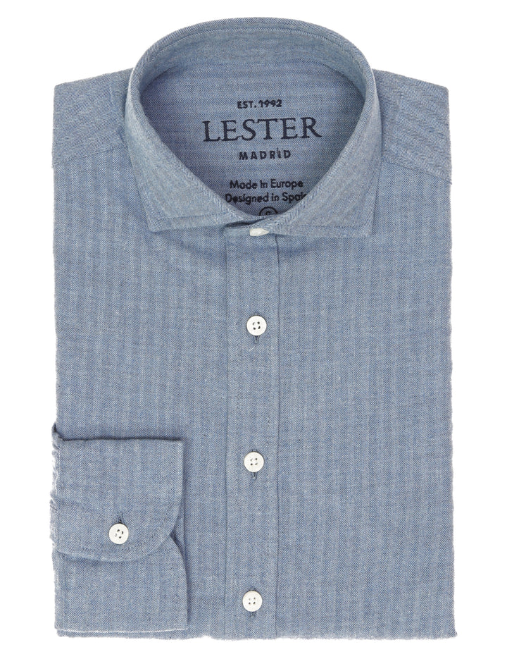 Camisa sport espiga melange Azul