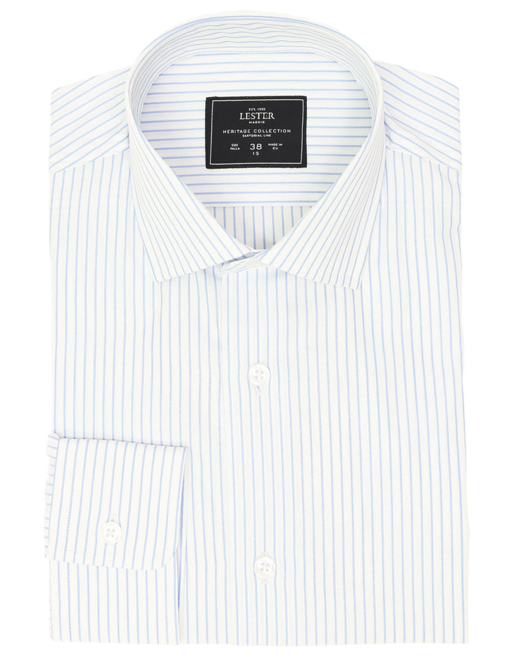 Camisa vestir raya blanca Azul