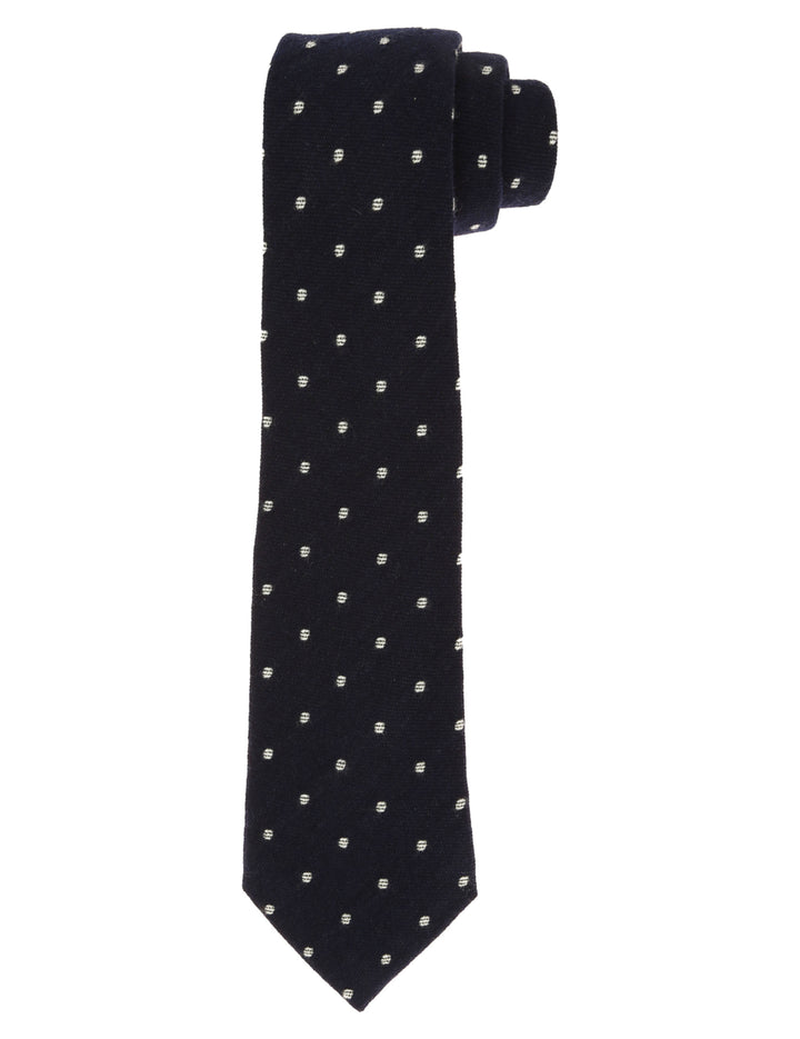 Corbata cashmere pois Azul/blanco