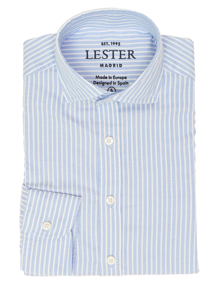 Camisa sport oxford raya ancha Azul