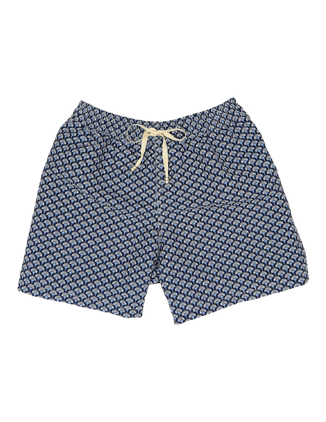 Traje de baño geom. abanico Azul/rojo