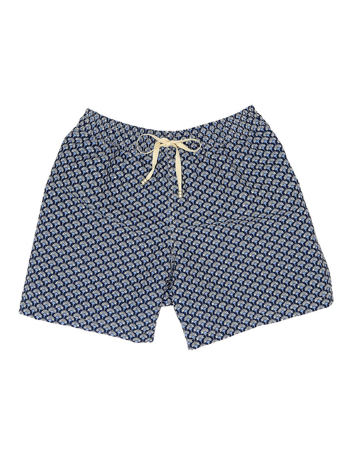 Traje de baño geom. abanico Azul/rojo