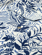 Traje de baño hojas fondo rayas Azul/blanco