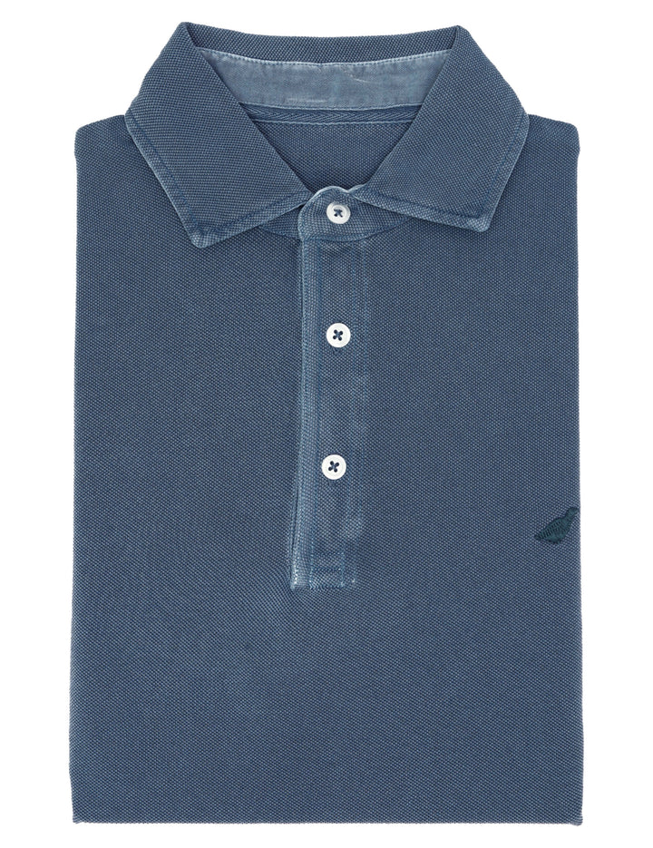 Polo pique manga larga Azul