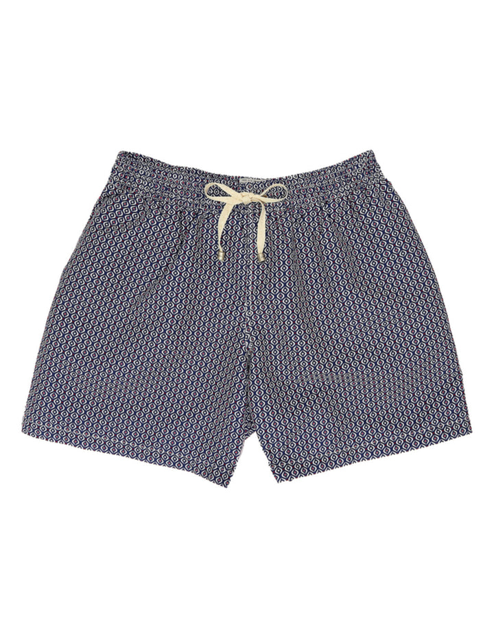 Traje de baño geom. boomerang Azul/rojo