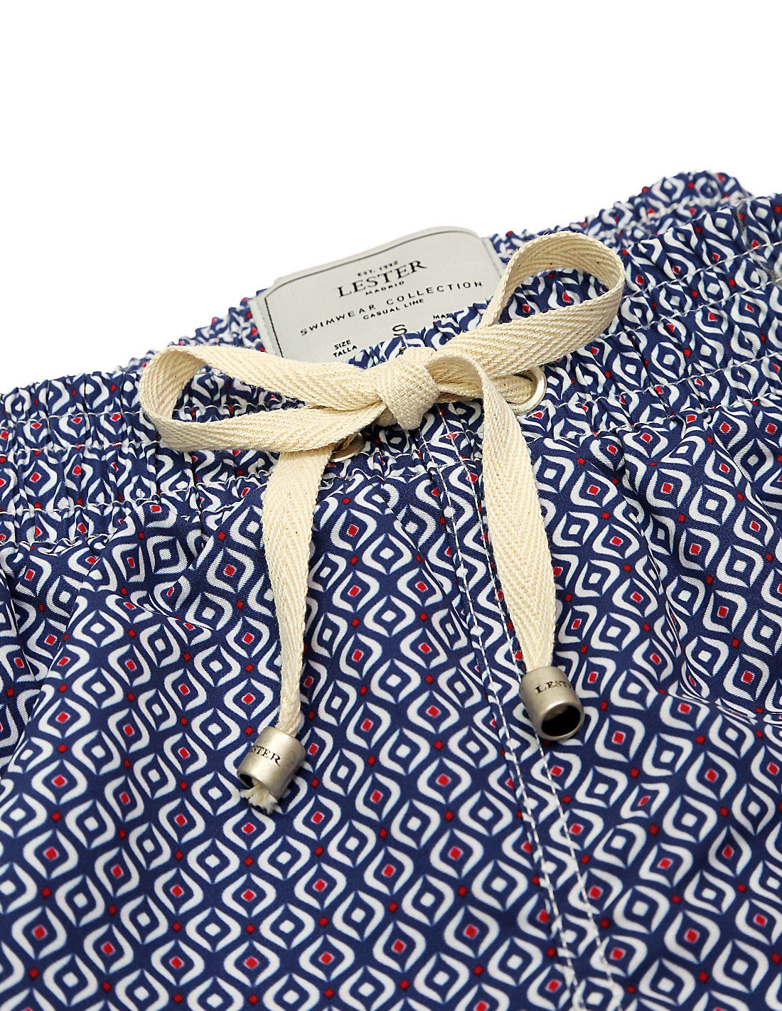 Traje de baño geom. boomerang Azul/rojo