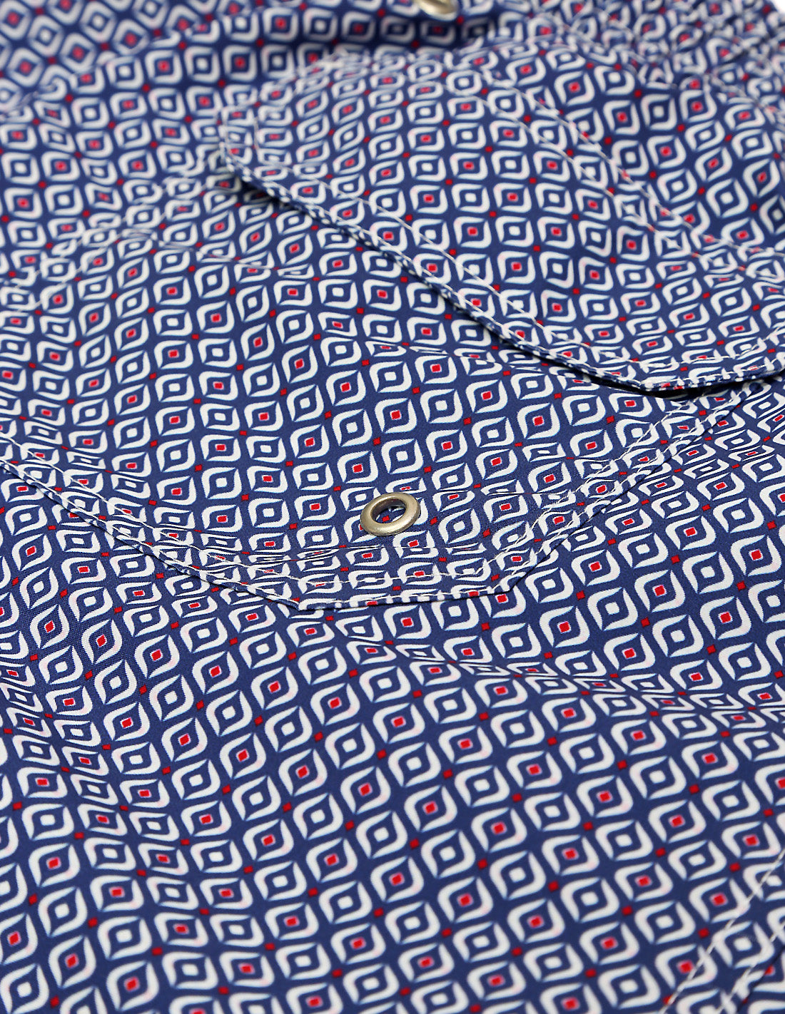 Traje de baño geom. boomerang Azul/rojo