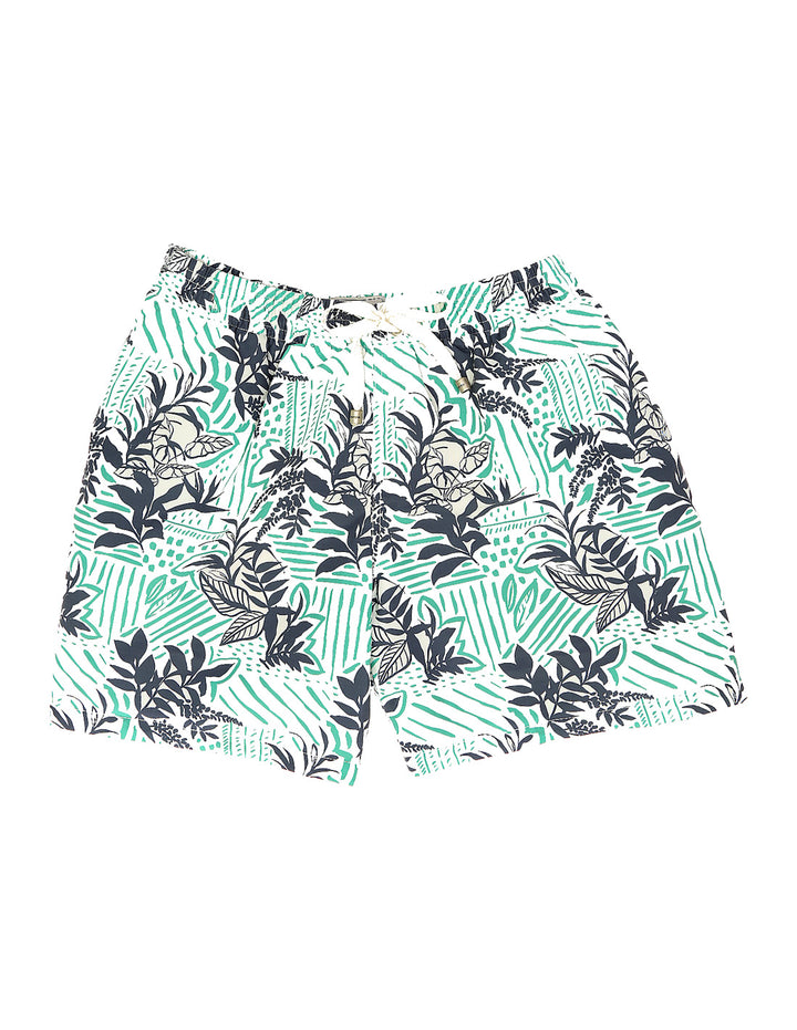 Traje de baño hojas fondo rayas Azul/verde