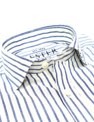Camisa sport lino raya ancha Azul