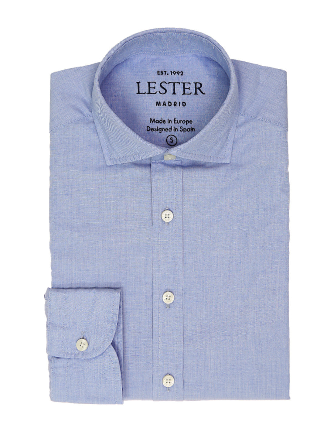Camisa sport fil a fil lisa Azul