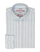 Camisa sport lino multirayas Azul/rojo